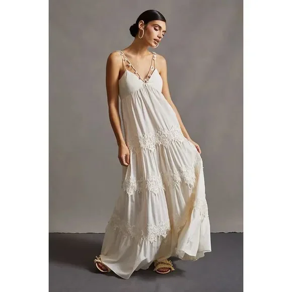 Anthropologie | Dresses | Anthropologie Sachin Babi Tiered Lace Maxi Dress  698 | Poshmark